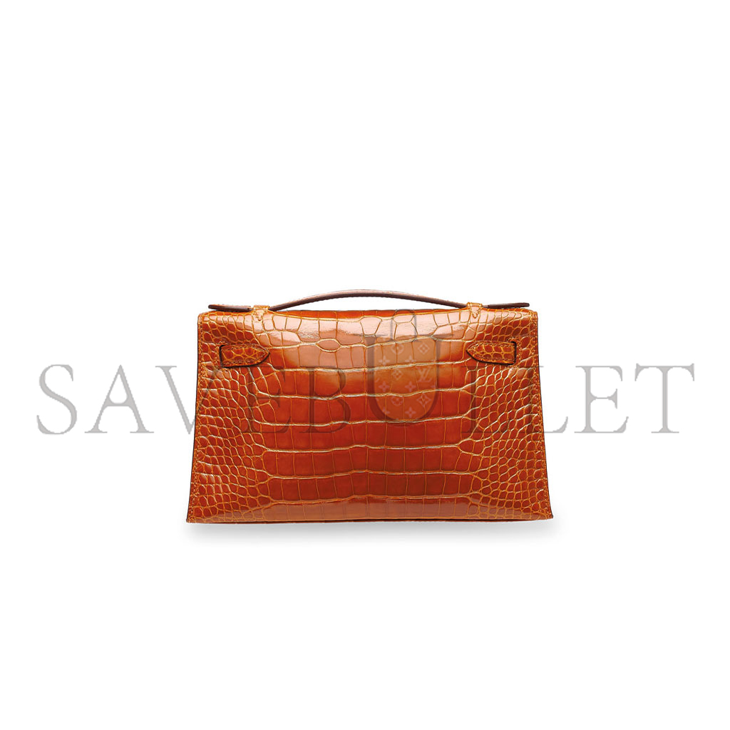 H**mes master pain dÉpice alligator kelly pochette with permabrass hardware (22*14*7cm)